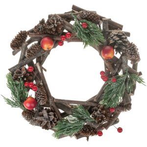 matches21 - Webshop Holzkranz Tischkranz aepfel Zapfen und Tannenzweige Holz Weihnachtsdeko 1 Stk 30 cm 119872 1 6