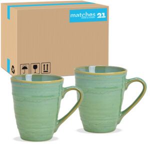 matches21 - Webshop Jumbo Becher Keramikbecher Keramiktassen Steingut gruen Landhaus 24 Stk 12 cm 121328 1 1 6