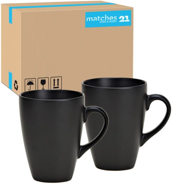 matches21 - Webshop Kaffeebecher Becher Tassen Steingut Kaffeetassen schwarz einfarbig 36 Stk 11 cm 123929 1 1