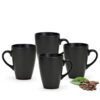 matches21 - Webshop Kaffeebecher Becher Tassen Steingut Kaffeetassen schwarz einfarbig 4er Set 11 cm 123928 1 8