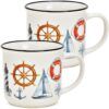 matches21 - Webshop Kaffeebecher Emailoptik maritim Anker Leuchtturm Tassen Porzellan 2er 8 cm 330 ml 123251 1 3