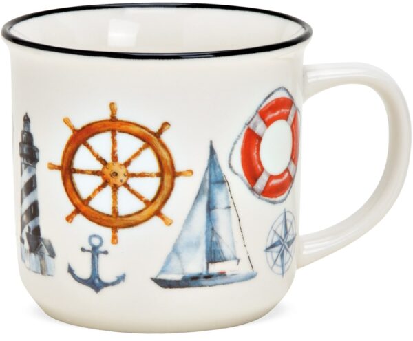 matches21 - Webshop Kaffeebecher Emailoptik maritim Anker Leuchtturm Tassen Porzellan 2er 8 cm 330 ml 123251 1 1 2