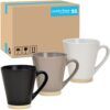 matches21 - Webshop Kaffeebecher konisch uni schwarz beige weiss und Rand Steingut 36 Stk sort 10 cm 123240 1 3