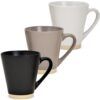 matches21 - Webshop Kaffeebecher konisch uni schwarz beige weiss und Rand Steingut 36 Stk sort 10 cm 123240 1 1 4