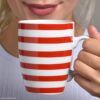 matches21 - Webshop Kaffeetasse Tasse rot weisse Streifen und Karo Designs Porzellan 1 Stk B WARE 10 cm 122063 1 1 4