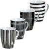 matches21 - Webshop Kaffeetasse Tasse schwarz weisse Streifen und Karo Designs Porzellan 1 Stk B WARE 10 cm 122067 1 3