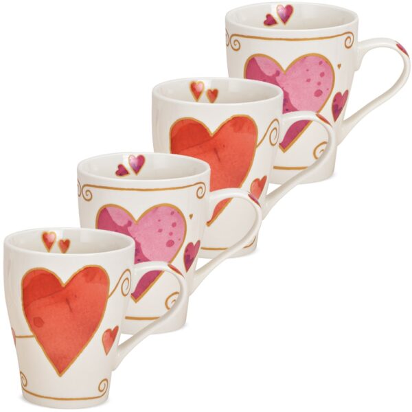 matches21 - Webshop Kaffeetassen Tassen Herzen verspielt orange und rosa Porzellan 36 Stk sort 11 cm 122082 1 1 2