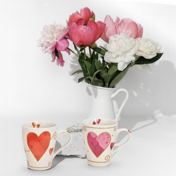 matches21 - Webshop Kaffeetassen Tassen Herzen verspielt orange und rosa Porzellan 6er Set sort 11 cm 122081 5 1 6