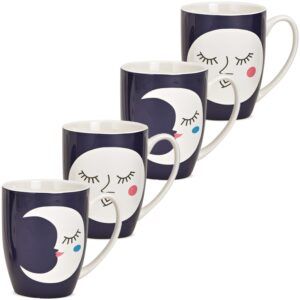 matches21 - Webshop Kaffeetassen Tassen Motiv Mondgesicht Mond schwarz Porzellan 4er Set sort 11 cm 122093 1 37