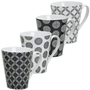 matches21 - Webshop Kaffeetassen Tassen Retro Design Muster schwarz weiss Keramik 4er Set sort 10 cm 122069 1 29