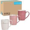 matches21 - Webshop Kaffeetassen Tassen Schrift Home und Herz weiss rosa pink Porzellan 36 Stk sort 10 cm 122106 1 3