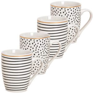 matches21 - Webshop Kaffeetassen Tassen Streifen Punkte Porzellan schwarz weiss gold 4er Set sort 10 cm 122049 1 17