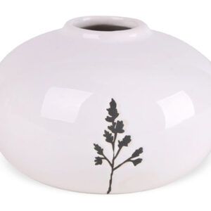 matches21 - Webshop Keramikvase Keramik Vase Dekovase Blumenmotiv rund schwarz weiss 1 Stk 10x6 cm 123596 1 3