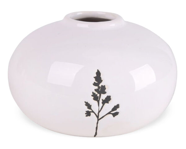 matches21 - Webshop Keramikvase Keramik Vase Dekovase Blumenmotiv rund schwarz weiss 1 Stk 10x6 cm 123596 1 1