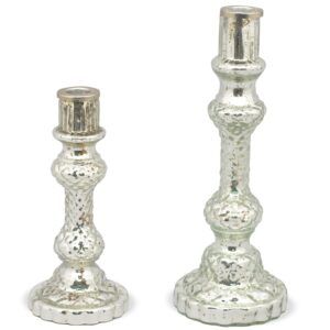 matches21 - Webshop Kerzenhalter Kerzenleuchter Deko Glas Shabby Vintage knaufartig silber 1 Stk 2 Groessen 118610 1 175