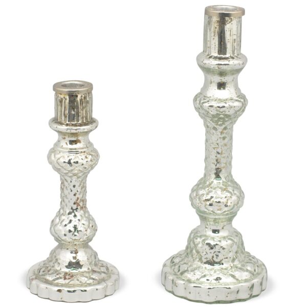 matches21 - Webshop Kerzenhalter Kerzenleuchter Deko Glas Shabby Vintage knaufartig silber 1 Stk 2 Groessen 118610 1 11