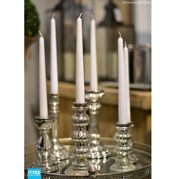 matches21 - Webshop Kerzenhalter Kerzenleuchter Deko Glas Shabby Vintage knaufartig silber 1 Stk 2 Groessen 118610 3 1 14