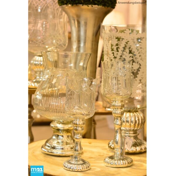 matches21 - Webshop Kerzenhalter Kerzenleuchter Deko Glas Shabby Vintage knaufartig silber 1 Stk 2 Groessen 118610 4 1 15