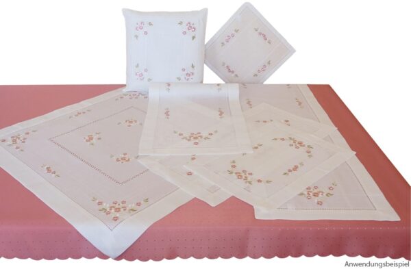 matches21 - Webshop Kissenbezug Kissenhuelle Heimtextilien Stickerei rosa Blumen Hohlsaum 40x40 cm 121286 1 1 2