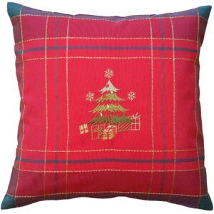 matches21 - Webshop Kissenbezug Kissenhuelle Weihnachten Christbaum gestickt 40x40 cm rot bunt gold 119742 1 6