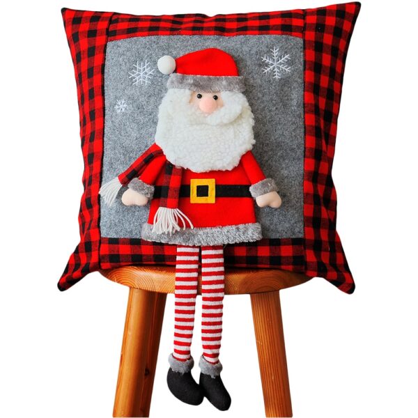 matches21 - Webshop Kissenbezug Weihnachtsmann angenaeht Kissenhuelle grau bunt Polyester 40x40 cm 125876 1 1