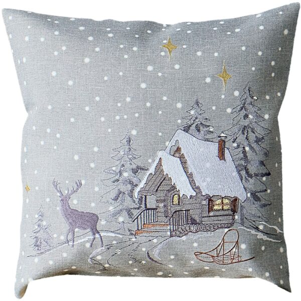 matches21 - Webshop Kissenhuelle BILLIE Waldhuette Wald Stick Kissenbezug Polyester grau 40x40 cm 125832 1 1