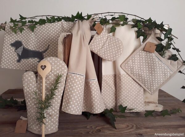 matches21 - Webshop Kissenhuelle Heimtextilien Landhaus TRAUDL Patchwork Herzen beige weiss 40x40 1 Stk 118110 1 1 3