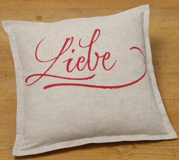 matches21 - Webshop Kissenhuelle Heimtextilien uni beige Schriftzug LIEBE rot 40x40 cm Landhaus 1 Stk 121947 1 1