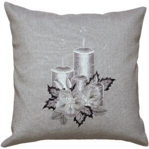 matches21 - Webshop Kissenhuelle OLIVIA Kerzen Advent Kissenbezug grau silber Poly 40x40 cm 125863 1 20