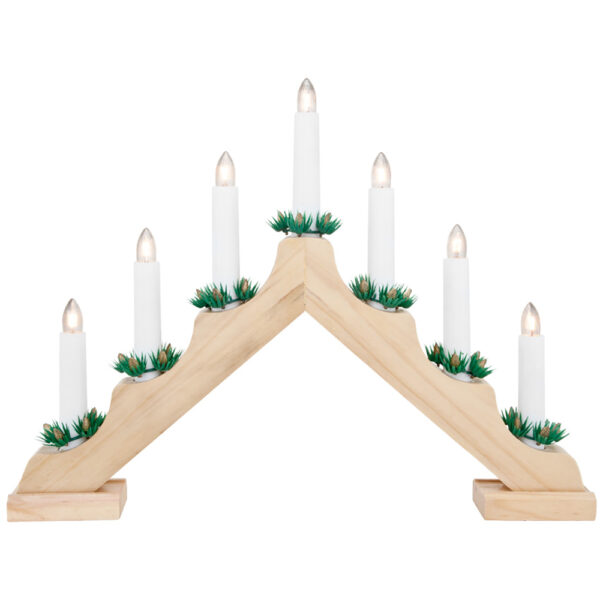 matches21 - Webshop Lichterbogen Adventsbogen Weihnachtsleuchter natur 7 flammig aus Holz 42x30 cm 111183 1 1