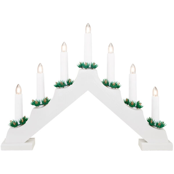 matches21 - Webshop Lichterbogen Weihnachtsleuchter weiss 7 flammig aus Holz 42x30 cm 111184 1 1