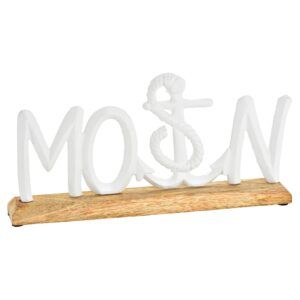 matches21 - Webshop Maritime Dekoaufsteller Moin Schriftzug Metall weiss 2 Groessen 126472 2 1 6