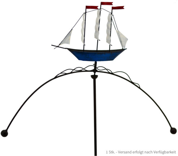 matches21 - Webshop Maritimes Windspiel Segelboot ODER Segelschiff Gartendeko Metall 1 Stk 77 5x140 cm 120665 2 1 3