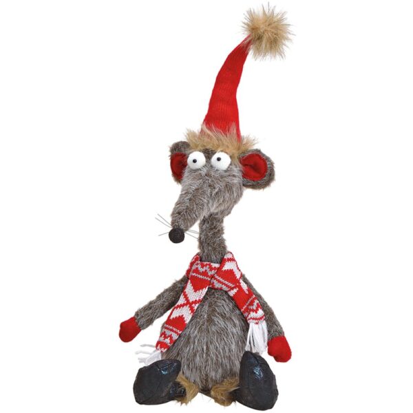 matches21 - Webshop Maus Weihnachten Kantenhocker Deko Figur Schal rot ODER gemustert 1 Stk 48 cm 119588 2 1 3