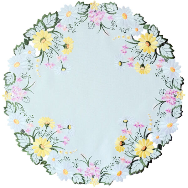 matches21 - Webshop Mitteldecke Tischdecke Blumen und Blaetter Stickerei Tischwaesche 60 cm 121116 1 1