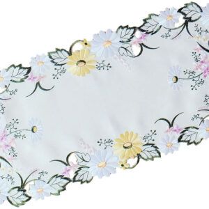 matches21 - Webshop Mitteldecke Tischdecke Blumen und Blaetter Stickerei Tischwaesche oval 30x70 cm 121110 1 14