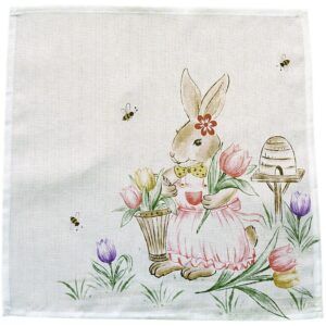 matches21 - Webshop Mitteldecke Tischwaesche Osterhase Maedchen Ostern Fruehling weiss Druck bunt 30x30 cm 117932 1 8