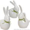 matches21 - Webshop Moderne Hasen Deko Figur Osterhase 1 Stk weiss gruen Keramik 17 25 cm 111446 2 1 10