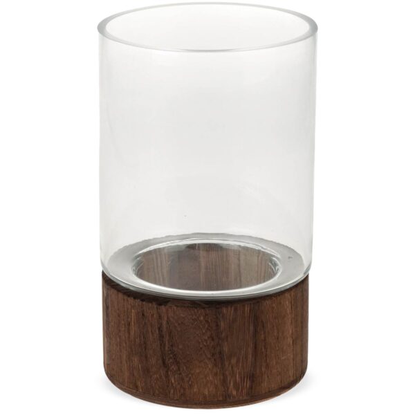 matches21 - Webshop Modernes Windlicht aus Glas und Holz 23 cm 126986 1 1