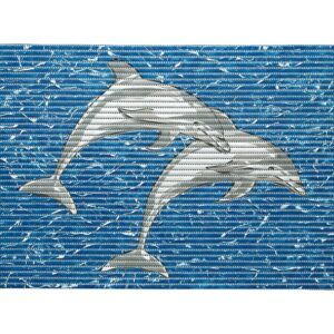 matches21 - Webshop Motivmatte NOVA SKY Badmatte DELPHIN waschbar Polyester blau grau 1 Stk 48x80 cm 123056 1 2