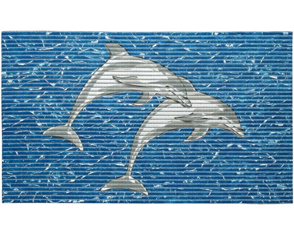 matches21 - Webshop Motivmatte NOVA SKY Badmatte DELPHIN waschbar Polyester blau grau 1 Stk 48x80 cm 123056 1 1