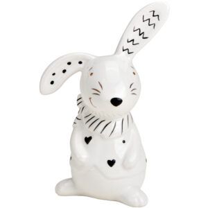 matches21 - Webshop Osterhasen Hasen weiss und Herzen schwarz Osterdeko Keramik Figuren 1 Stk 2 Groessen 123180 2 1 25