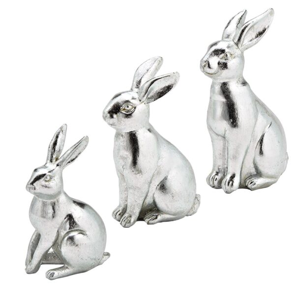 matches21 - Webshop Osterhasen Hasenfiguren Osterdeko Dekohasen silber 2 Groessen 126390 1 9