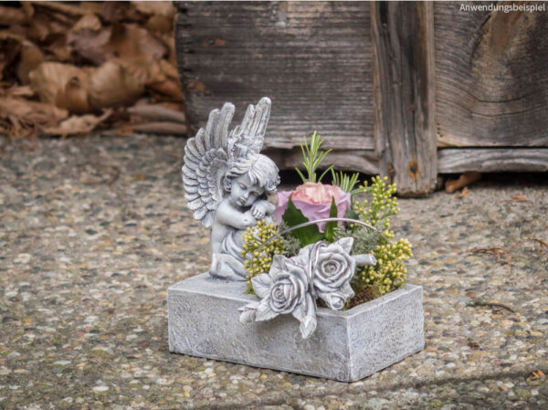 matches21 - Webshop Pflanzgefaess Engel sitzend Grabschmuck Gartendeko rechteckig Poly 1 Stk 17x10x17 cm 121786 1 1 2