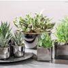 matches21 - Webshop Pflanztoepfe Keramik Blumentoepfe Silber Glanz quadratisch 1 Stk 2 Groessen 116071 2 1 16