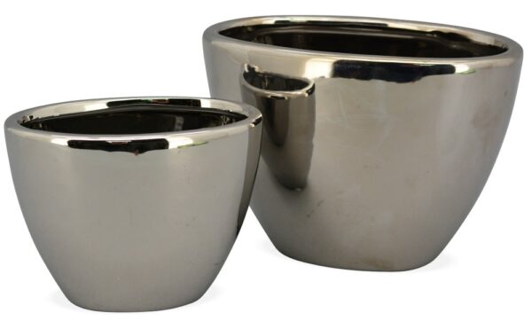 matches21 - Webshop Pflanztoepfe Keramik Blumentoepfe uebertoepfe Silber Glanz konische Form 1 Stk 2 Groessen 118644 3 1 12