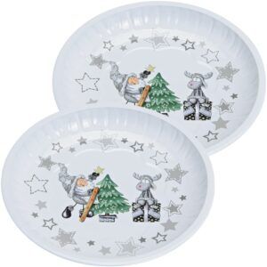 matches21 - Webshop Plaetzchenteller Blech Weihnachtsteller Elch und Nikolaus Teller 2er Set 25 cm 114801 1 24