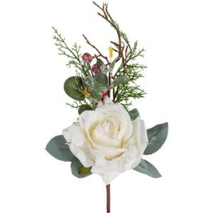 matches21 - Webshop Rosenbouquet beschneit Kunstblumen Dekozweige Dekoblumen 10x15 cm 2 Farben 125319 2 1 4