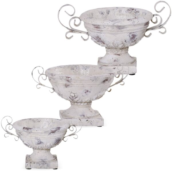 matches21 - Webshop Schalen Sockel Henkel Blumentoepfe Keramik Vintage Shabby creme 1 Stk 3 Groessen 118788 1 1 25