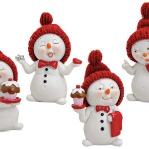 matches21 - Webshop Schneemann Deko Figuren Winterdeko Weihnachten rote Muetzen 4er Set 7 cm 112962 1 5